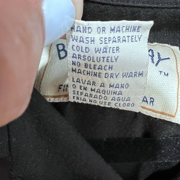 Bamboo Cay Shirt Mens M Black Tan Palm Tree Tropical Resort Collar Pocket - Picture 5 of 12